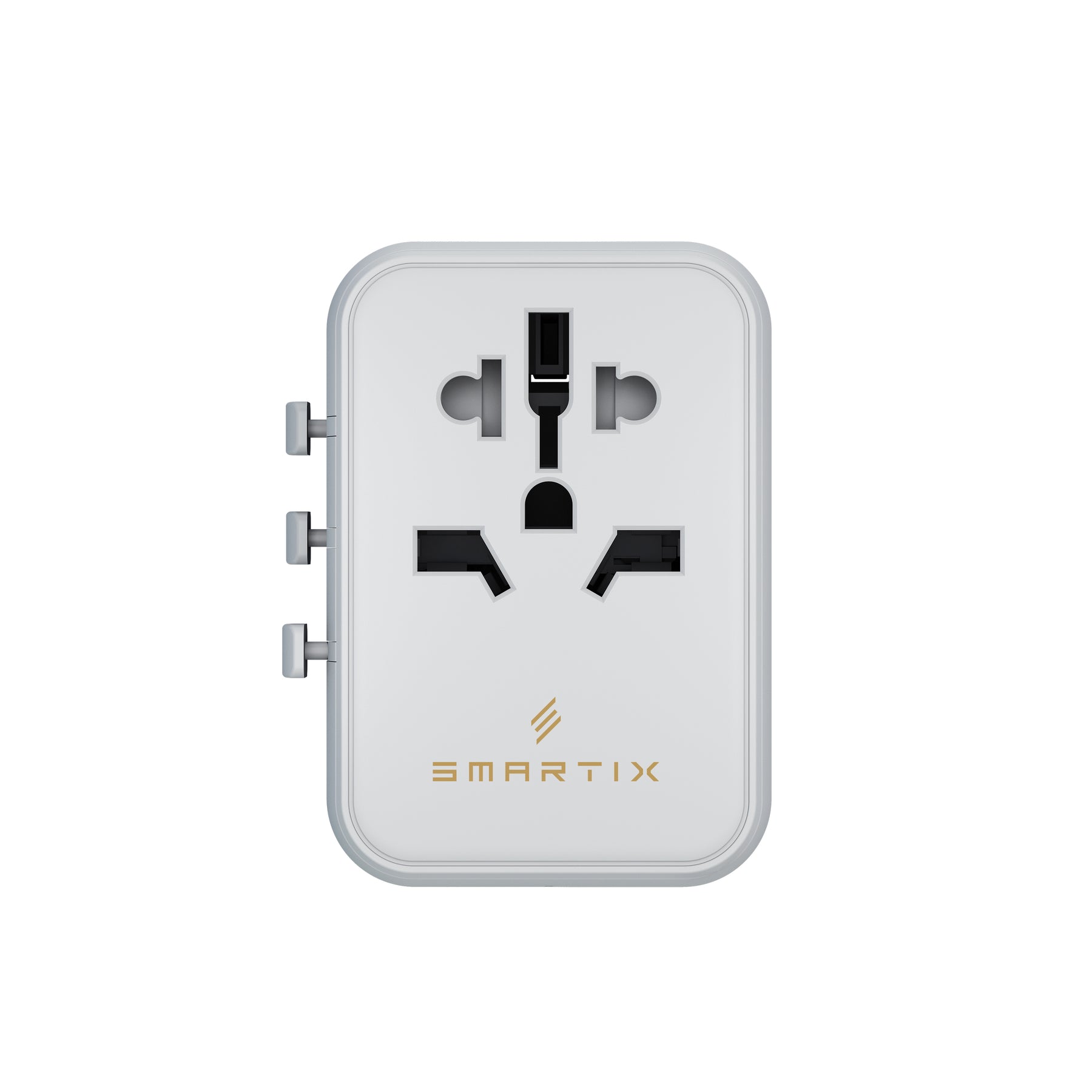 Smartix Premium Universal 20W Travel Adapter: 4-in-1 Fast Charger, 1xUSB-C & 2xUSB-A, 2500W Power, Worldwide Compatibility - White