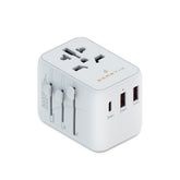 Smartix Premium Universal 20W Travel Adapter: 4-in-1 Fast Charger, 1xUSB-C & 2xUSB-A, 2500W Power, Worldwide Compatibility - White