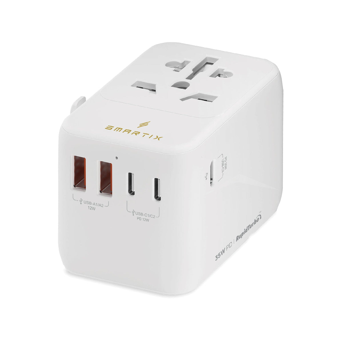 35W Travel Adaptor - 35W PD For USB-C, 1x 35W GaN USB-C PD, 2x 12W USB-C PD