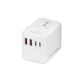 Smartix Premium Universal 65W Travel Adapter: GaN Fast Charger, 2xUSB-C & 2xUSB-A, 2500W Power, Worldwide Compatibility - White