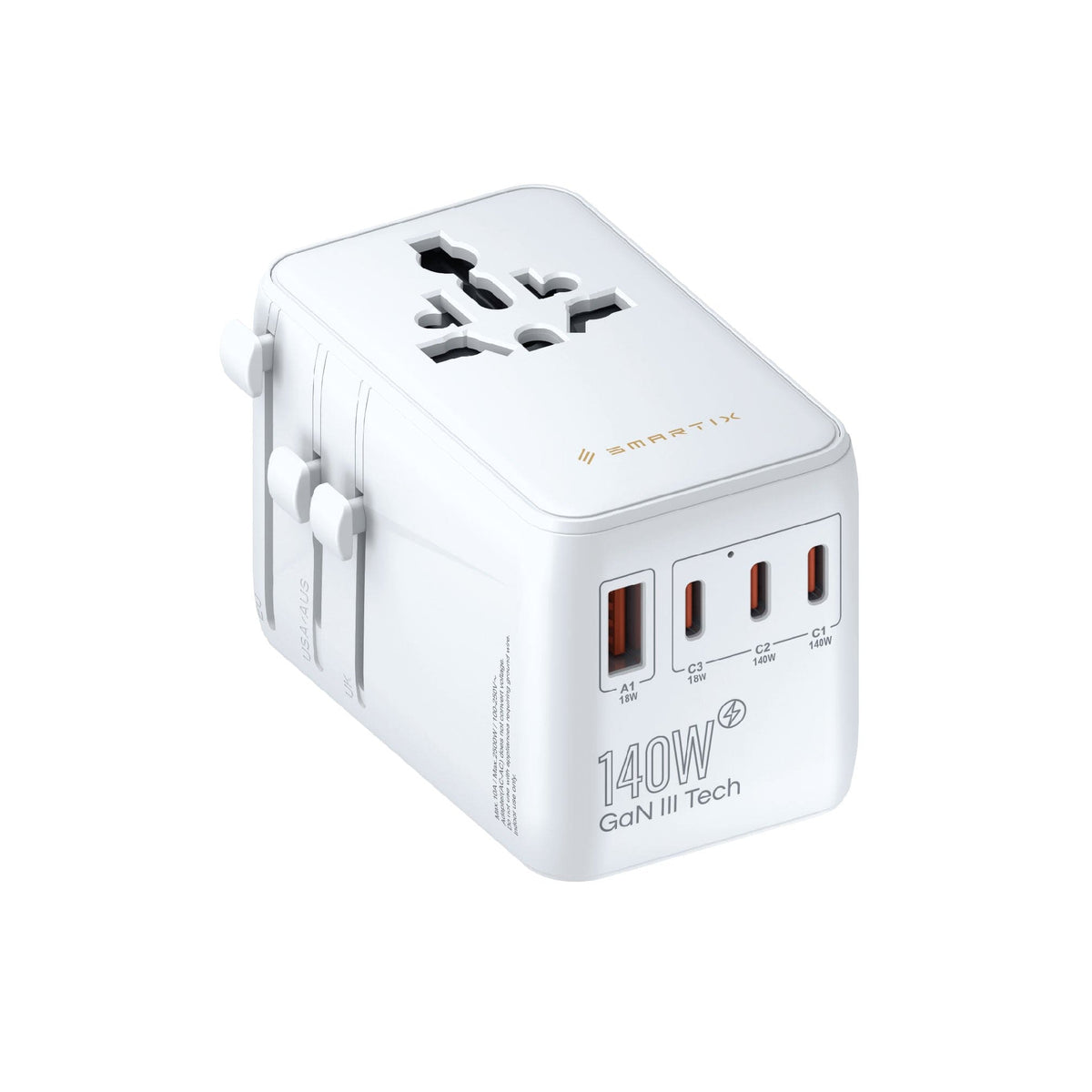 Smartix Premium  6-in-1 GaN International 140W Travel Adaptor