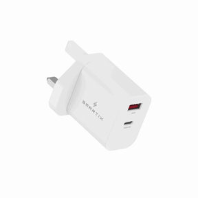 Smartix Premium 36W Dual Port Fast Charger: USB - C PD & USB - A QC for iPhone, Samsung, Laptops & Tablets - White - SMART INFOCOMM FZ - LLC