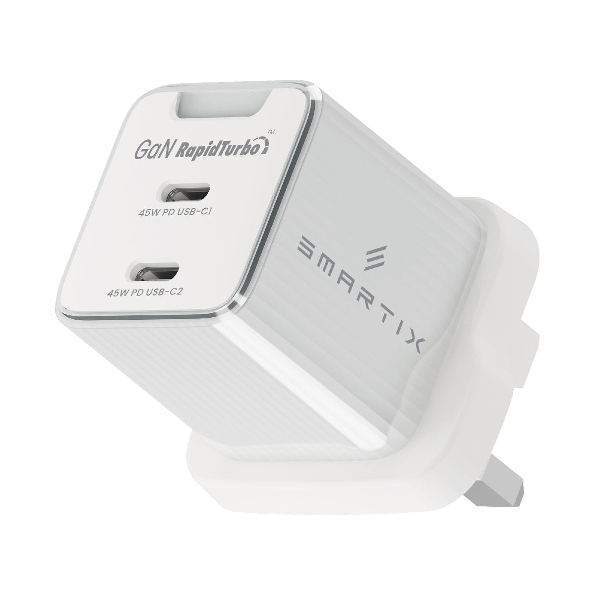 Smartix Premium 45W GaN Wall Adaptor - 2 x 45W PD for USB - C, IntelliCharge Technology - SMART INFOCOMM FZ - LLC