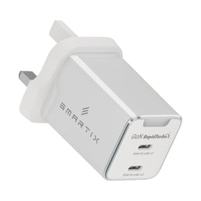 Smartix Premium 65W GaN Wall Adaptor - 2 x 65W PD for USB - C, IntelliCharge Technology - SMART INFOCOMM FZ - LLC