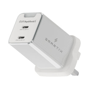 Smartix Premium 65W GaN Wall Adaptor - 2 x 65W PD for USB - C, IntelliCharge Technology - SMART INFOCOMM FZ - LLC