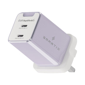 Smartix Premium 65W GaN Wall Adaptor - 2 x 65W PD for USB - C, IntelliCharge Technology - SMART INFOCOMM FZ - LLC