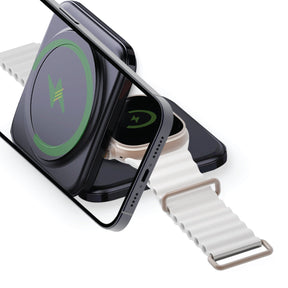 Smartix Premium Dual Magnetic Qi Wireless Fast Charger: Foldable MagSafe for iPhone 15/14/13/12, Apple Watch & AirPods - Black - SMART INFOCOMM FZ - LLC